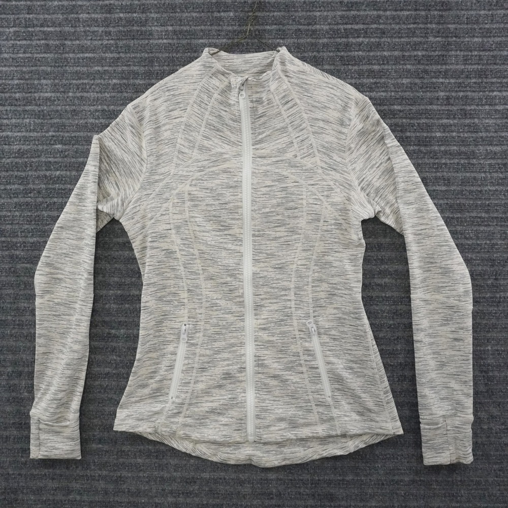 Lululemon Define Jacket Womens 12 Gray White Space Dye Full Zip Activewear